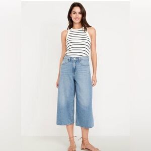 Old navy High-Waisted Baggy Wide-Leg Culotte Jeans drapey denim New NWT